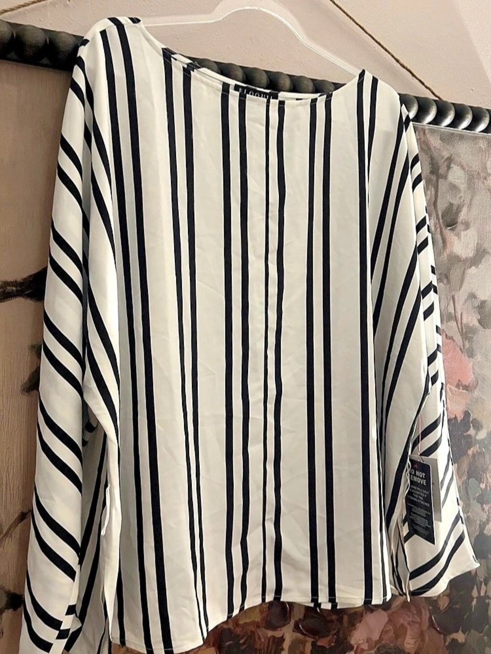 ELOQUII Striped Peplum Blouse in White & Black Size 20